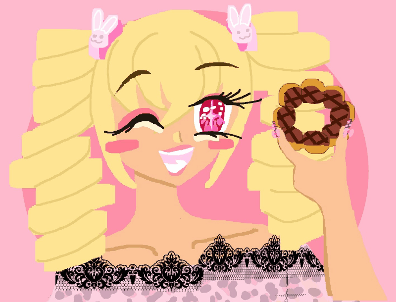 Lizaveta holding a donut