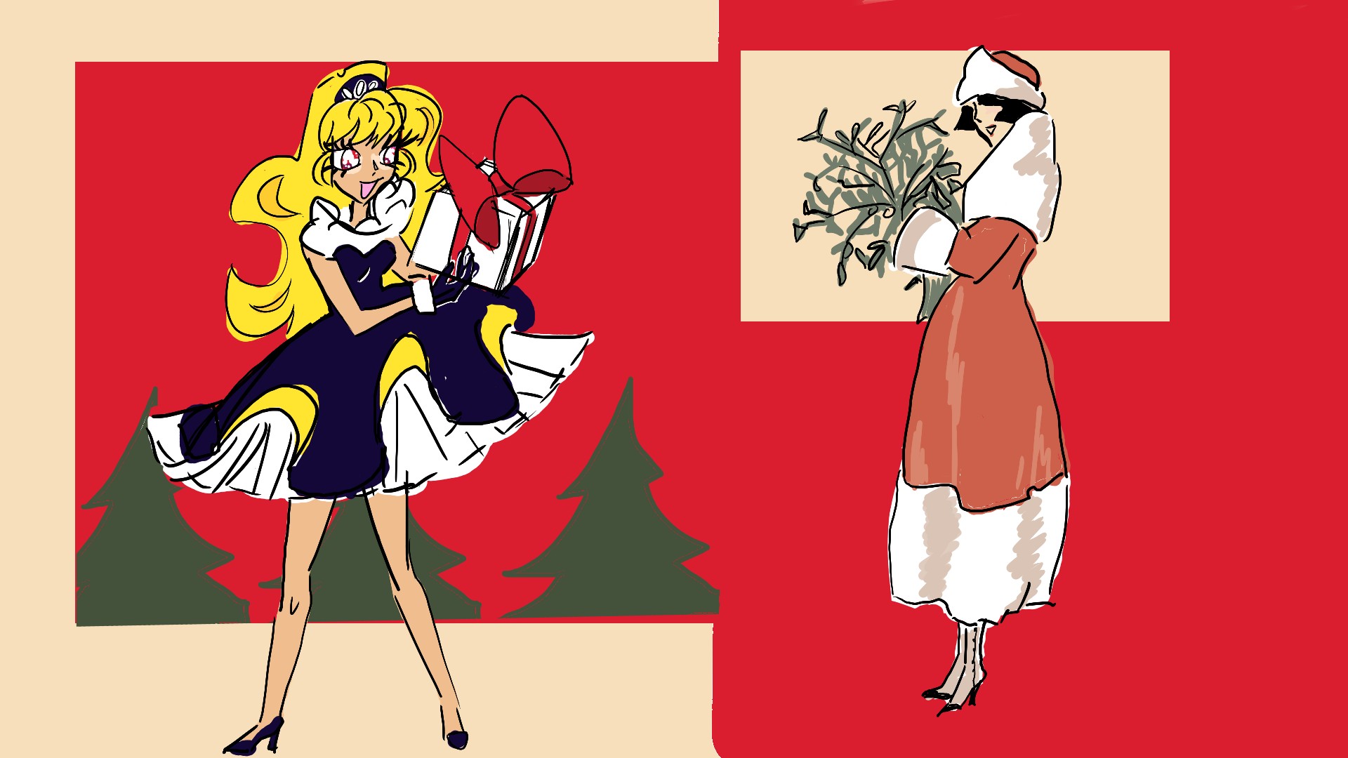 LV and MK in christmas clothes