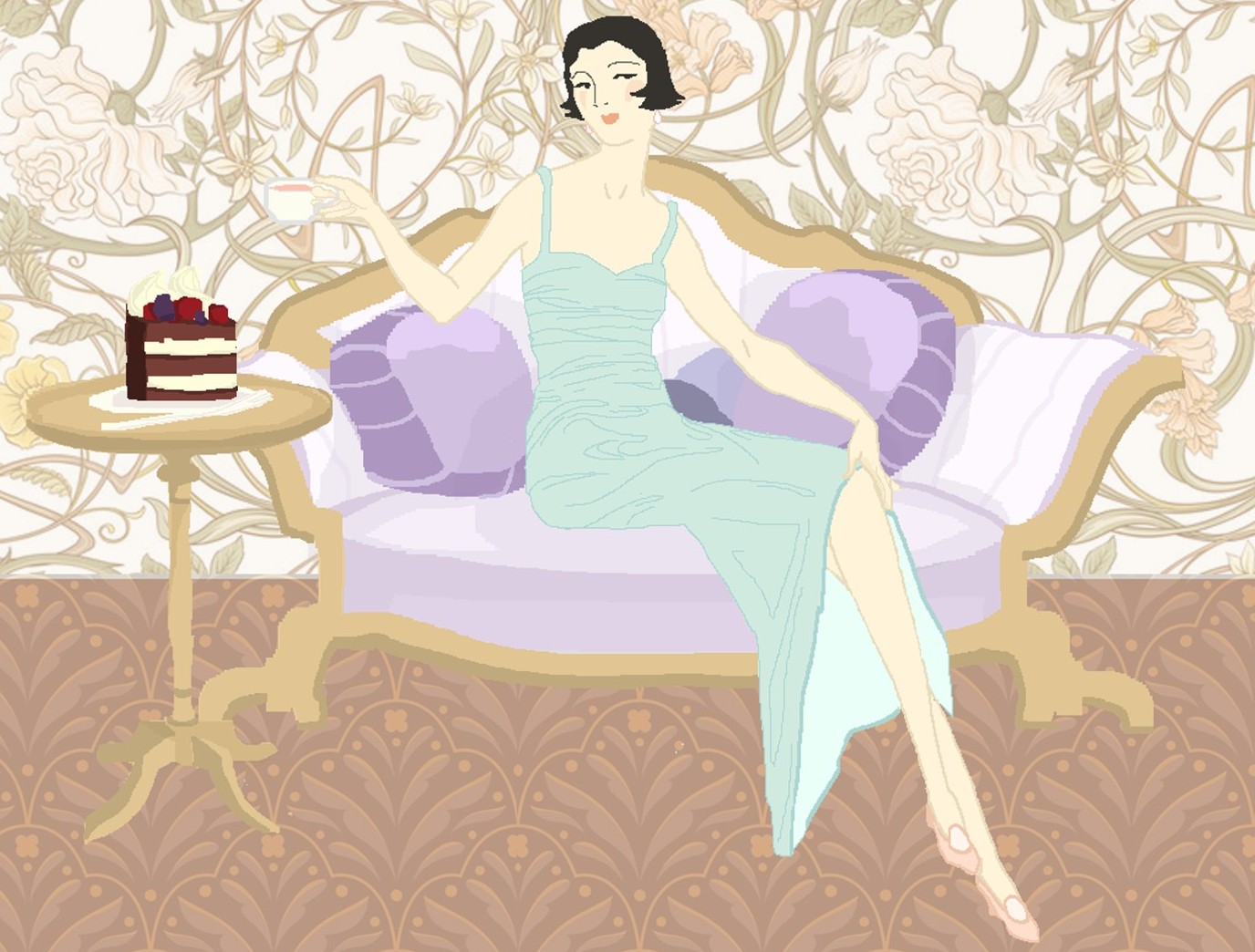 Makona sitting with tea